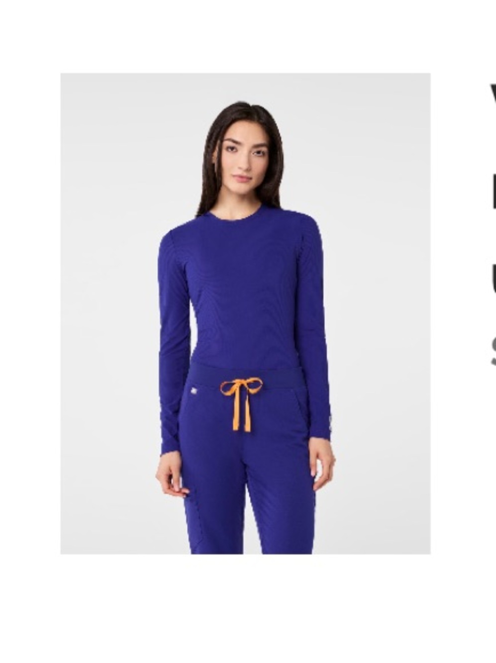 FIGS Women's Long Sleeve Ribbed Crew Top in Deep Royal Blue